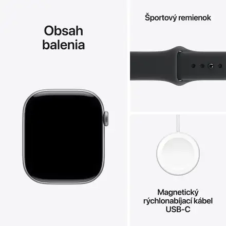 Apple Watch Series 11 GPS + Cellular 42mm Kozmický sivý hliník s čiernym športovým remienkom - S/M