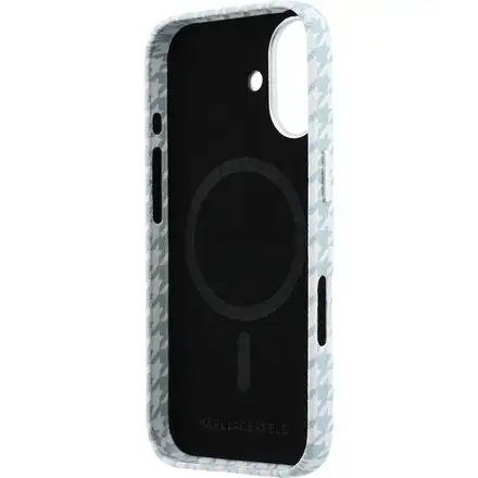 Karl Lagerfeld PU Houndstooth Resin Plate MagSafe kryt iPhone 17 modrý