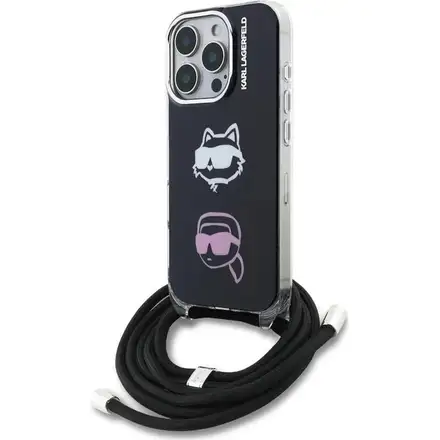 Karl Lagerfeld IML Crossbody K&CH Heads kryt iPhone 16 Pro čierny