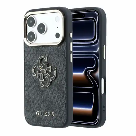 Guess PU 4G Resin Metal Logo kryt iPhone 18 Pro Max čierny