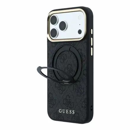 Guess PU 4G Ring Stand MagSafe kryt iPhone 18 Pro Max čierny
