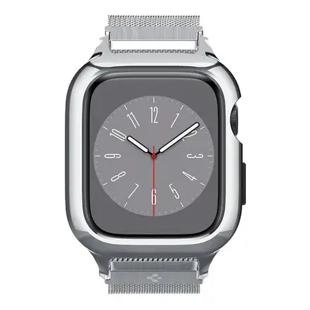 Spigen kryt Metal Fit Pro pre Apple Watch 7/8/9 45mm - Silver