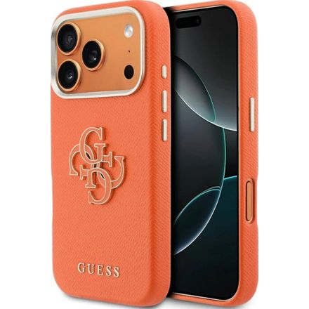 Guess PU Resin Logo kryt iPhone 17 Pro oranžový