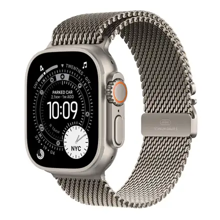 Apple Watch Ultra 3 GPS + Cellular 49mm Prírodný titán s prírodným titánovým milánským ťahom - S