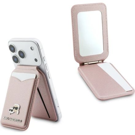 Karl Lagerfeld Mirror MagSafe Cardslot Peňaženka so Stojanom ružová
