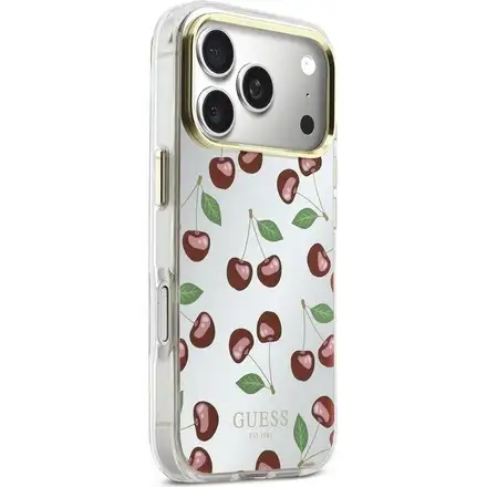 Guess PC/TPU Mirror Glitter Cherry MagSafe kryt iPhone 17 Pro Max biely