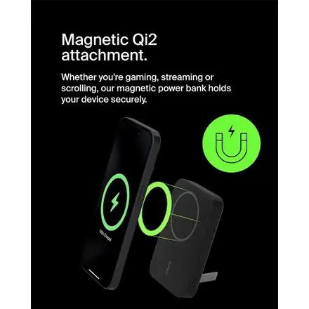 Belkin Boost Charge Pro Magnetic Power Bank with Qi2 8K + Stand - Black