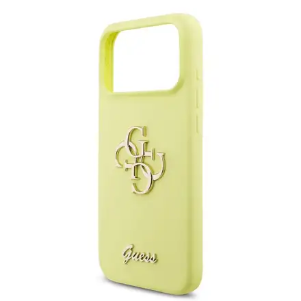 Guess Liquid Silicone 4G Metal Logo kryt iPhone 17 Pro Max žltý