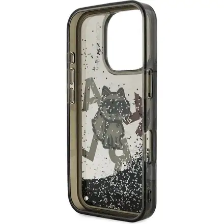 Karl Lagerfeld Liquid Glitter Scattered Choupette kryt iPhone 16 Pro čierny