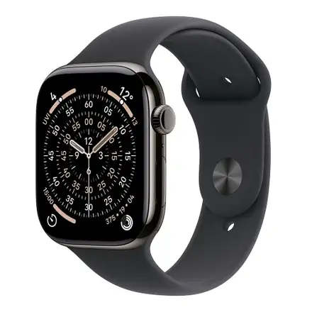Apple Watch Series 11 GPS + Cellular 46mm Bridlicový sivý titán s čiernym športovým remienkom - M/L