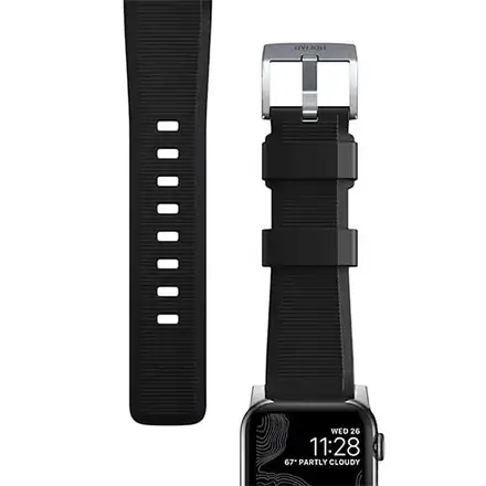 Nomad remienok Rugged Strap pre Apple Watch 44/45/49mm - Black/Silver Hardware