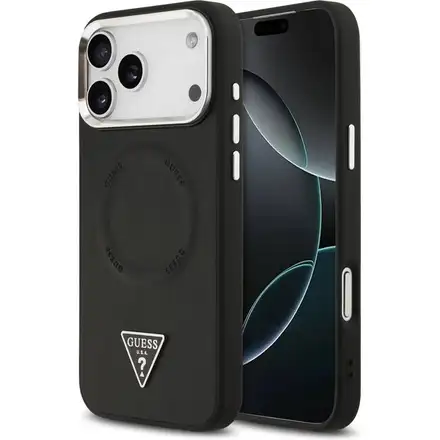 Guess PU Leather Triangle Logo MagSafe kryt iPhone 17 Pro čierny