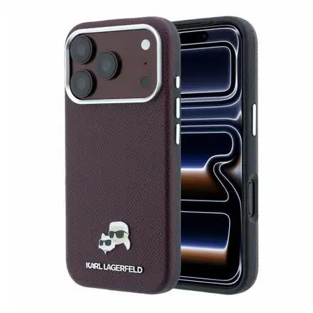 Karl Lagerfeld PU Grained Semi Wrap K&CH Heads Magsafe kryt iPhone 18 Pro Max tmavo červená