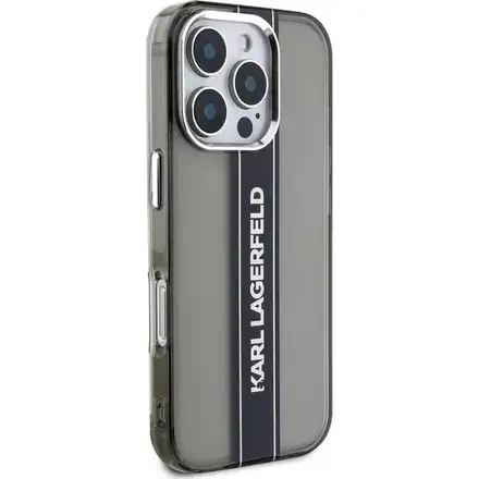 Karl Lagerfeld IML Stripe Logo kryt iPhone 16 Pro čierny