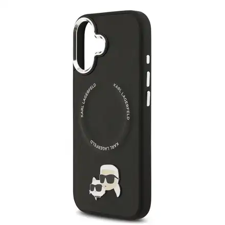 Karl Lagerfeld PU Karl and Choupette Heads Pins MagSafe kryt iPhone 17 čierny