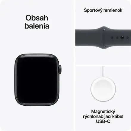 Apple Watch SE 3 GPS 44mm Polnočný hliník s polnočným športovým remienkom - M/L *Rozbalený*