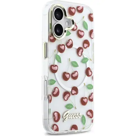 Guess IML Glitter Cherry MagSafe kryt iPhone 17 biely