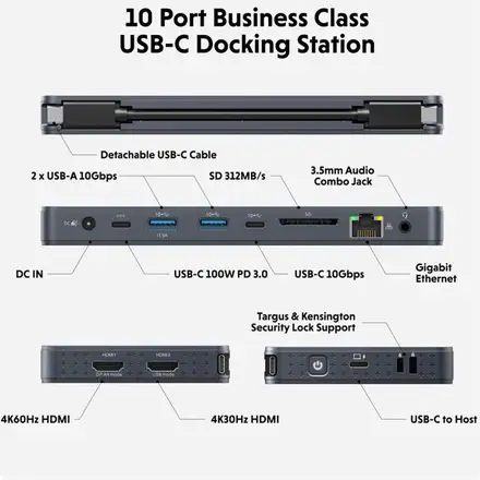 Hyper HyperDrive Next 10 Port USB-C Docking Station - Midnight Blue