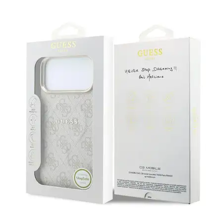 Guess PU Leather 4G Gold Frame Embossed MagSafe kryt iPhone 18 Pro ružový