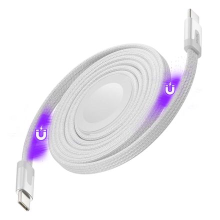 KeySmart Statik MagStack DUO, nabijačka pre Apple Watch + USB-C kábel, - biela (1,5m)