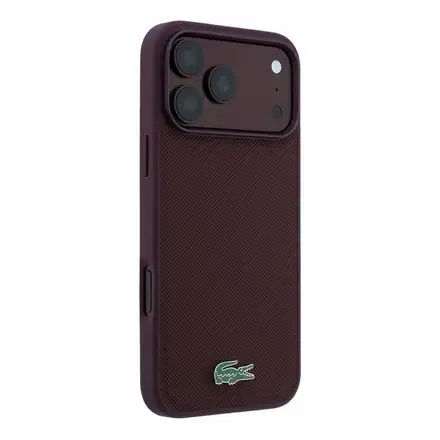 Lacoste PVC Iconic Petit Pique Metal Logo MagSafe kryt iPhone 18 Pro Max tmavo červený