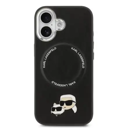 Karl Lagerfeld PU Karl and Choupette Heads Pins MagSafe kryt iPhone 17 čierny