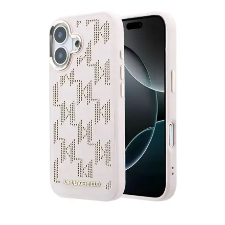 Karl Lagerfeld PU Perforated Monogram MagSafe MagSafe kryt iPhone 17 ružový