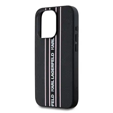 Karl Lagerfeld PU Saffiano Athleisure Stripe and Strap kryt iPhone 15 Pro Max čierna