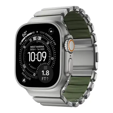 Nomad remienok Stratos pre Apple Watch 44-49mm - Forest Green/Natural Hardware