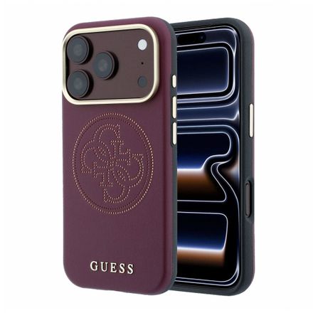 Guess PU Semi Wrap Perforated 4G Logo MagSafe kryt iPhone 18 Pro Max burgundy