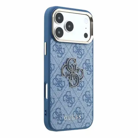 Guess PU 4G Resin Metal Logo kryt iPhone 18 Pro modrý