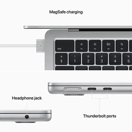 MacBook Air 13" M2 8C CPU 8C GPU 8/256 GB strieborná CZ *Použitý s DPH - Trieda C*