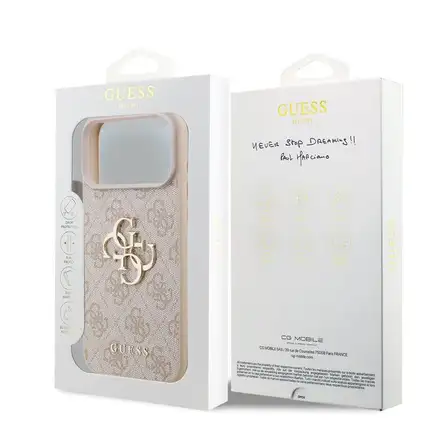 Guess PU 4G Metal Logo kryt iPhone 18 Pro Max ružová