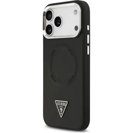 Guess PU Leather Triangle Logo MagSafe kryt iPhone 17 Pro čierny