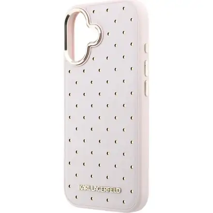 Karl Lagerfeld PU Perforated Gold Dots MagSafe kryt iPhone 17 ružový