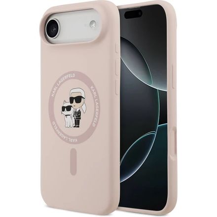 Karl Lagerfeld Liquid Silicone Karl and Choupette MagSafe kryt iPhone Air ružový