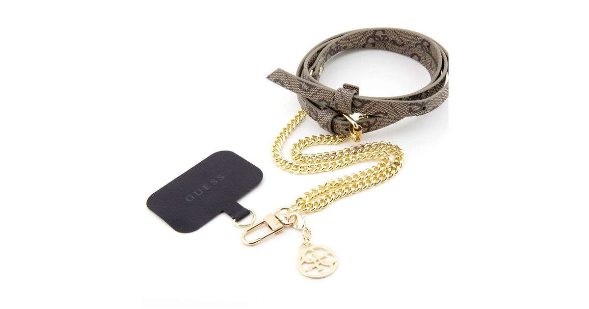 Guess Crossbody Popruh 4G Chain with Charm hnedý