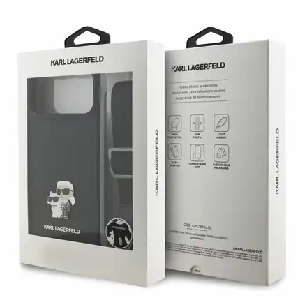 Karl Lagerfeld Saffiano Crossbody Popruh Karl and Choupette kryt iPhone 18 Pro Max čierna