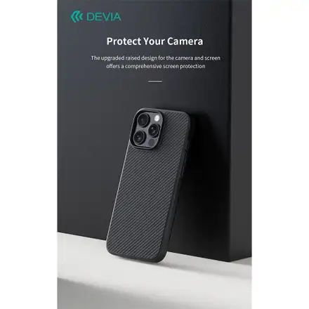 Devia kryt Kevlar Ultra-Thin Magnetic Shockproof Case pre iPhone 16 Plus - Black