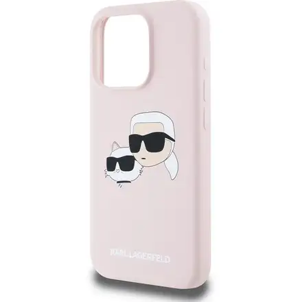 Karl Lagerfeld Liquid Silicone Double Heads MagSafe kryt iPhone 15 Pro ružový