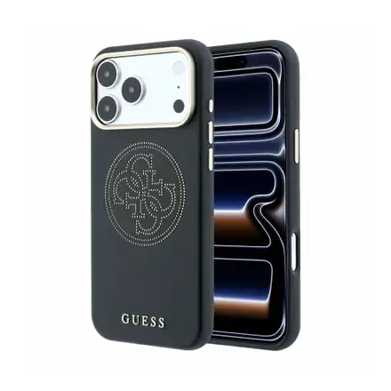 Guess PU Semi Wrap Perforated 4G Logo MagSafe kryt iPhone 18 Pro čierny