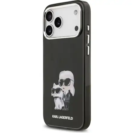 Karl Lagerfeld IML Aquarelle Karl and Choupette kryt iPhone 17 Pro Max čierny