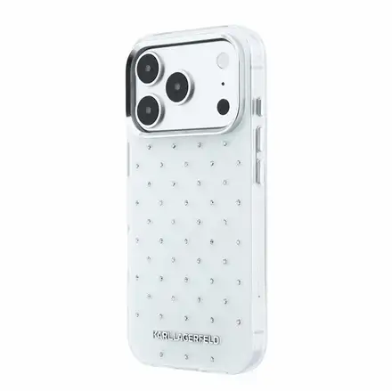 Karl Lagerfeld IML Rhinestones Allover kryt iPhone 18 Pro biely