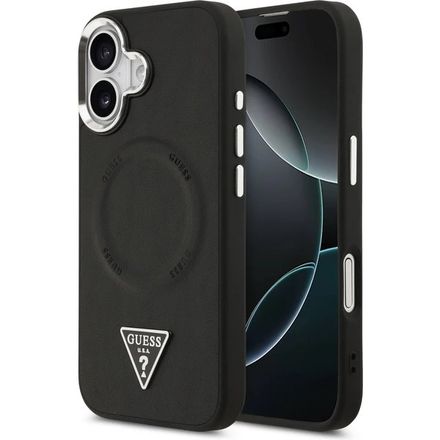 Guess PU Leather Triangle Logo MagSafe kryt iPhone 17 čierny