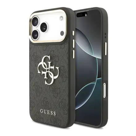 Guess PU Leather 4G Gold Frame MagSafe kryt iPhone 18 Pro čierny