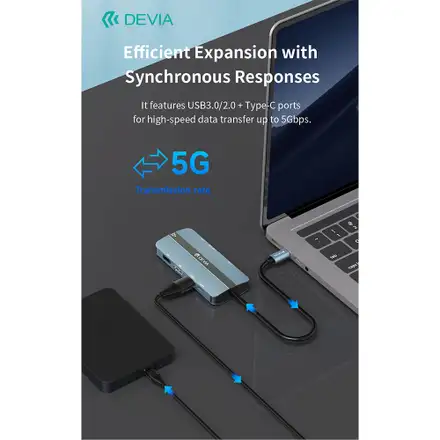 Devia USB-C Hub Leopard Series 9-in-1 EC704 - Deep Gray