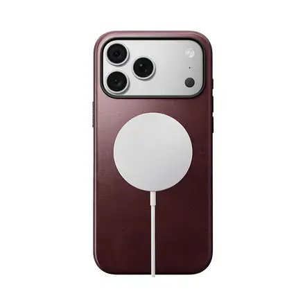 Nomad kryt Modern Leather Case Magsafe Horween pro iPhone 18 Pro - Burgundy