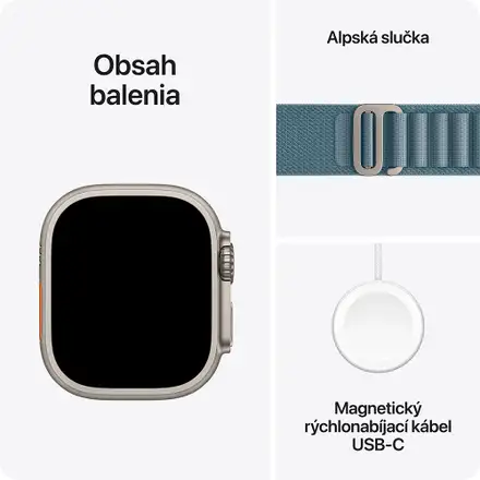 Apple Watch Ultra 3 GPS + Cellular 49mm Prírodný titán so svetlo modrým alpským ťahom - S
