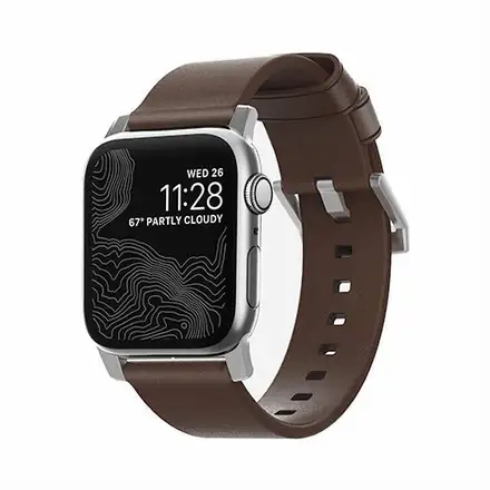 Nomad kožený remienok pre Apple Watch 40-42mm - Modern Brown/Silver Hardware