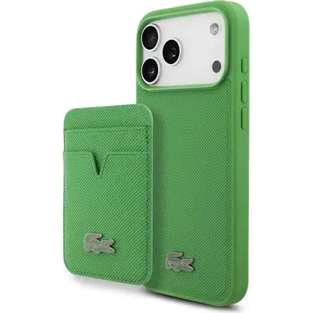 Lacoste Iconic Petit Pique MagSafe kryt + peňaženka iPhone 17 Pro Max zelený